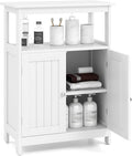 COSTWAY Bathroom Floor Storage Cabinet, Modern Wooden Freestanding Storage Organizer with 2 Doors, 3-Level Adjustable Shelf, for Entryway, Living Room, Kitchen (White)