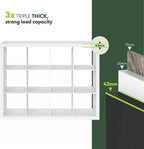 Furinno Cubicle Book Shelf, 12-Cube Bookshelf, Triple Thick Frame Cube Storage Organizer, Bookcase, 15.4 x 57.4 x 43.4, for Home Office, Living Room, Plain White