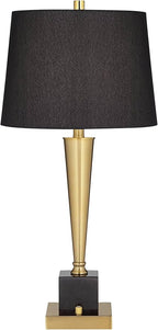 Possini Euro Design Wayne 29 1/4" Tall Modern Glam Luxury End Table Lamp with USB Ports A+C Charging Brass Finish Metal Black Marble Living Room Bedroom Bedside Nightstand House Office Home