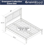 Grain Wood Furniture Greenport Solid Wood Platform Bed, Queen Size, Brushed Walnut
