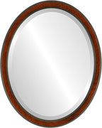 OVALCREST Oval Beveled Wall Mirror for Home Decor - Toronto Style - Vintage Cherry - 22" x 18"
