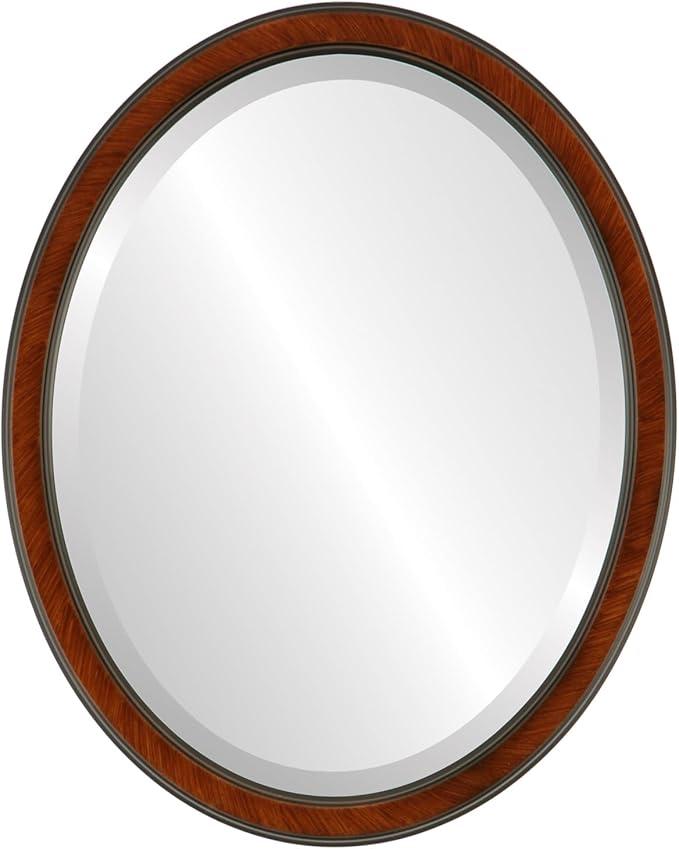 OVALCREST Oval Beveled Wall Mirror for Home Decor - Toronto Style - Vintage Cherry - 22" x 18"