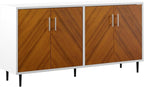 Walker Edison Fehr Modern 4 Door Bookmatch Buffet, 58 Inch, White