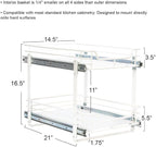 Household Essentials Glidez Multipurpose Paint-Finished Steel Pull-Out/Slide-Out Storage Organizer for Under Cabinet Use - 2-Tier Design - Fits Standard Size Cabinet or Shelf, White