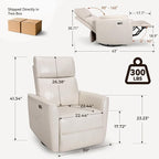 Himimi Power Massage Recliner Chair, Oversized Swivel Rocker Chair with Massage and Heat, Glider Recliner for Adults, USB Charging, Side Pocket, Nursery, Living Room, Bedroom, Ivory
