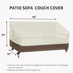 Easy-Going Waterproof Outdoor Sofa Cover, Heavy Duty 2 Seater Outdoor Loveseat, Windproof Patio Furniture with Air Vent (60Wx35Dx35H inch, Beige/Dark Brown)