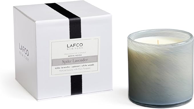 LAFCO New York Signature Candle, Spike Lavender - 15.5 oz - 90-Hour Burn Time - Reusable, Hand Blown Glass Vessel - Made in The USA