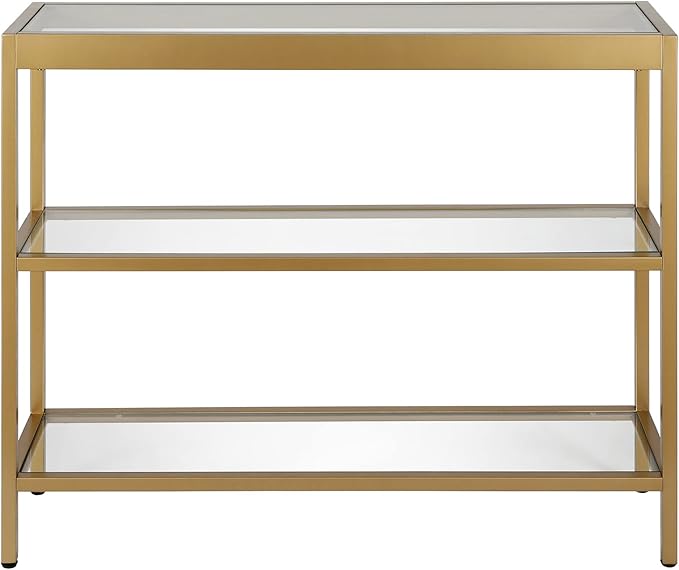 Henn&Hart 36" Wide Rectangular Console Table in Brass, Entryway Table, Accent Table for Living Room, Hallway