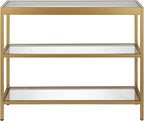 Henn&Hart 36" Wide Rectangular Console Table in Brass, Entryway Table, Accent Table for Living Room, Hallway