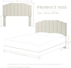Queen Size Headboard Only, Velvet Wall Mounted Headboard Queen/Full Size for Adjustable Bed, Modern Vertical Channel Design with Curved Tufted Upholstered Head Board, Cream