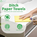 Reusable Swedish Dishcloths for Kitchen – Eco Friendly Paper Towel Alternative – Absorbent, Washable, Compostable Cleaning Cloths – 4 Pack by Paperless Kitchen