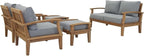 Modway EEI-1472-NAT-GRY-SET Marina Premium Grade A Teak Wood Outdoor Patio Furniture Set, 5 Piece, Natural Gray