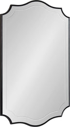 Kate and Laurel Hollyn Glam Scalloped Wall Mirror; 20 x 30; Black; Decorative Traditional Wall Decor with Elegant Frame and Soft Scallops