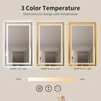 WTTY LED Bathroom Mirror 48"x32" with Back and Front Light,Modern LED Mirror for Bathroom,Dimmable Lighted Bathroom Vanity Mirror with Anti-Fog,Memory Function,Shatter-Proof,Wall Mounted
