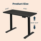 One-Piece Standing Desk 47 x 24 Inches, Small Adjustable Height Desk， Electric Sit Stand Desks Home Office Computer Workstation, Black