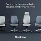Steelcase Series 2 Office Chair - Ergonomic Work Chair with Wheels for Carpet - with Back Support, Weight-Activated Adjustment & Arm Support - Adjustable Rolling Chairs for Desk - Licorice