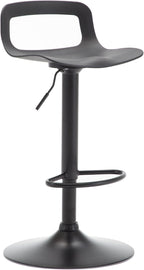 NOBPEINT Contemporary Chrome Air Lift Adjustable Swivel Bar Stool, Set of 4, Black