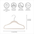 3 Sprouts Velvet Baby Hangers - Non-Slip Hanger for Infant, Toddler, Baby Clothes - Closet Kids Hangers with Slim Design, Nordic Colors, Pack of 50 - Cream