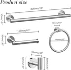 10-Pieces Brushed Nickel Bathroom Accessories Set, Stainless Steel Bathroom Hardware Set, Bath Towel Bar Set, Towel Racks for Bathroom Wall Mounted.