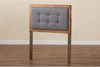 Mid-Century Marvel Fabric Upholstered Walnut Brown Finished Wood Headboard, Wall Mount Headboard Twin/Dark Gray