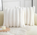 Neelvin Cream White Faux Fur Cozy Soft Striped Decorative Throw Pillow Covers 20x20 inch Set of 2,Velvet Pillowcase Cushion Case for Sofa Couch