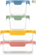 Ello Color Lock 8PC Mixed Glass Food Storage Sets, Leak-Proof Glass Food Storage Containers with Airtight BPA-Free Plastic Lids, Dishwasher, Microwave, and Freezer Safe, Desert Festival