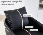 CIMOTA PU Leather Swivel Accent Chairs Set of 2, Modern Barrel Armchairs with 360° Swivel Base and Pillow, Upholstered Club Chairs for Living Room/Reading/Office, Black