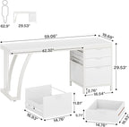 Tribesigns Computer Desk with 3 Drawers, 59-Inch PC Desk with Reversible Drawers, Industrial Study Writing Table Workstation with File Storage for Home Office, White