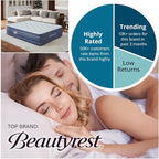 Beautyrest Supreme Air, Full Size Air Mattress with Built-in Pump, Raised Inflatable Bed for Adults, Puncture-Resistant Vinyl, Auto Shut-Off, 650lb Support, Guest Bed, Camping Airbed, 3-Year Warranty