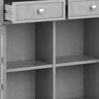 SIMPLIHOME Acadian SOLID WOOD 36 Inch Wide Rustic Entryway Hallway Storage Cabinet in Fog Grey, For the Living Room, Entryway and Family Room