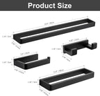 YACVCL 4-Piece Matte Black Bathroom Hardware Accessories Set, Bath Towel Bar Set SUS304 Stainless Steel, Round Towel Racks for Bathroom Wall Mounted