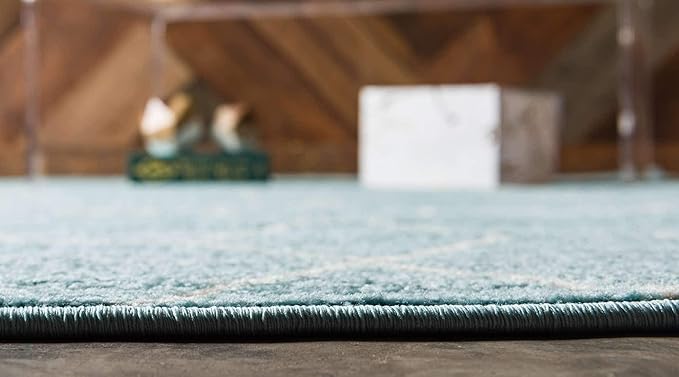 Unique Loom Trellis Frieze Collection Area Rug - Geometric (5' 1" x 8', Light Blue/ Ivory)
