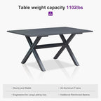 PURPLE LEAF Patio Dining Set for 6 All-Weather Wicker 7 Piece Aluminium Outdoor Table and Chairs Set Included Cushions for Backyard Indoor Decor Kitchen Modern Outdoor Furniture Set Grey and Navy