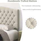 Queen Headboard Only, Upholstered Headboard Queen for Adjustable Bed Linen Tufted Queen/Full Size Wall Mounted Head Board with Solid Wood Legs Head Board, Ivory