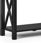 SIMPLIHOME Kitchener Console Table - 47 Inch Wide Solid Wood Sofa Table in Black, Contemporary Storage Table for Entryway or Living Room with 2 Drawers, Bottom Shelf, and X-Design Side Panels