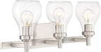 Possini Euro Design Danvers Modern Wall Mount Light Brushed Nickel Silver Hardwired 21" Wide 3-Light Fixture Clear Glass Globe Shade for Bathroom Vanity Mirror House Home Room Decor