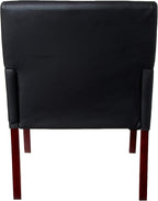 Boss Office Products Reception Box Arm Chair with Mahogany Finish in Black (B629M)