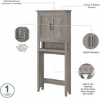 Bush Furniture Key West 32W Bathroom Vanity Sink with Mirror and Over The Toilet Storage Cabinet in Driftwood Gray
