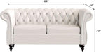 LEVNARY Leather Sofa, Chesterfield Tufted Upholstered 2 Seater Couch, Modern Loveseat Couch Classic Furniture for Living Room Bedroom (Cream White)