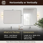 ANDY STAR 30”x40”Chrome Mirror for Bathroom, Rounded Rectangle Bathroom Mirror, Modern Metal Mirror in Premium Stainless Steel Frame, 1”Deep Set Design Hangs Horizontal Or Vertical