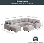 Legend Vansen Modular Sectional Sofa U Shaped Couch with Ottoman Modern Reversible Corner Sectional Couch for Living Room (Light Grey, U Shaped Sofa-3)
