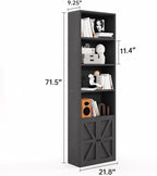 MXV 6-Tier Bookshelf and Bookcase Set of 2, Wooden Bookshelves with Cabinet Doors, Floor Bookshelves and Office Storage Cabinets for Home Office, Living Room (Black 2 Pack, 6-Tier)
