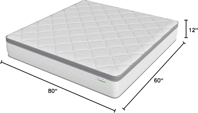 Novilla Queen Mattress, 12 Inch Hybrid Mattress Queen with Comfort Foam,Innerspring Pillow Top Mattresses in a Box, Pressure & Pain Relief, Soft Feel but Supportive