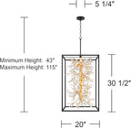 Possini Euro Design Carrine 20" Modern Pendant Chandelier Ceiling Light Fixture Dining Room Over Table Kitchen Island Foyer Hanging Unique 6-Light Black Gold Finish Crystal Metal Hallway Entryway