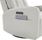 CHITA Leather Power Swivel Recliner Chair for Adults, Triple Motor Electric Rocker Recliner for Living Room with Adjustable Headrest and Lumbar Support, USB & Type-C Charging Ports, Creamy Grey