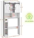 Vabches Over The Toilet Storage Cabinet, Farmhouse Storage Cabinet Over Toilet with Sliding Doors，Home Space-Saving Toilet Rack, for Bathroom, Restroom, Laundry