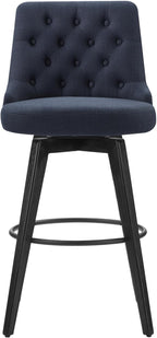 Watson & Whitely Bar Stools, 360° Swivel Upholstered Bar Stool with Back, 30" H Bar Height Barstools, Set of 2, Performance Fabric in Insignia Blue