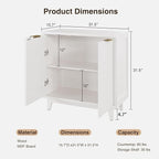 Fluted Cabinet with Storage, 2 Doors Sideboard Buffet, Mid Century Modern Accent Cabinet with Adjustable Shelves, Multifunctional Console Table with Storage for Living Room, Kitchen, Entryway
