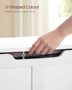 VASAGLE Storage Chest, Storage Trunk with 2 Safety Hinges, Storage Bench, Shoe Bench, Farmhouse Style, 15.7 x 39.4 x 18.1 Inches, for Entryway, Bedroom, Living Room, Cloud White ULSB060T14