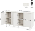 Tribesigns Buffet Cabinet Sideboard with Storage, Large Storage Cabinet Sideboard Buffet Table with Doors for Living Room Kitchen Dining Room (White)